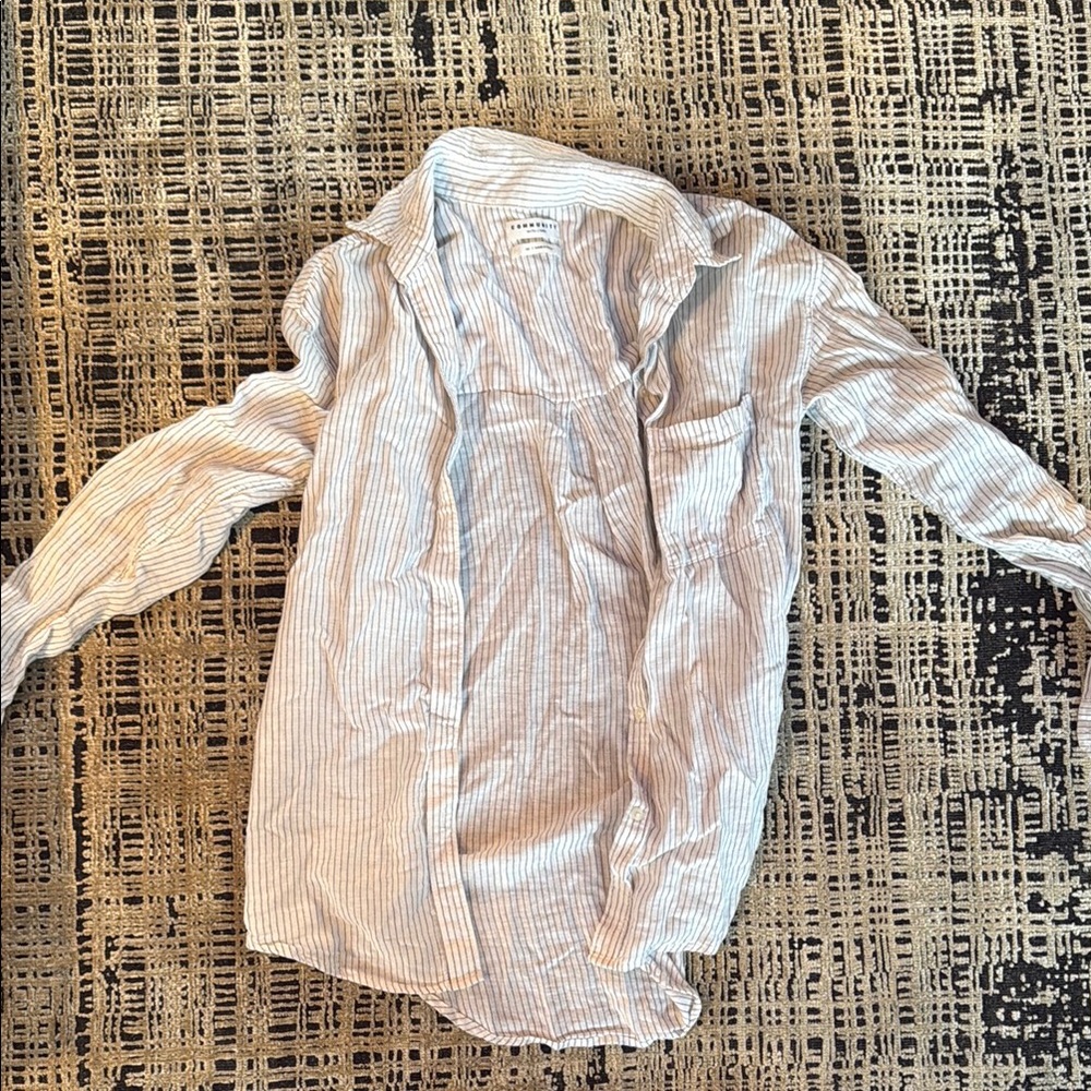 Aritzia Striped Button Down Shirt - Blue and White